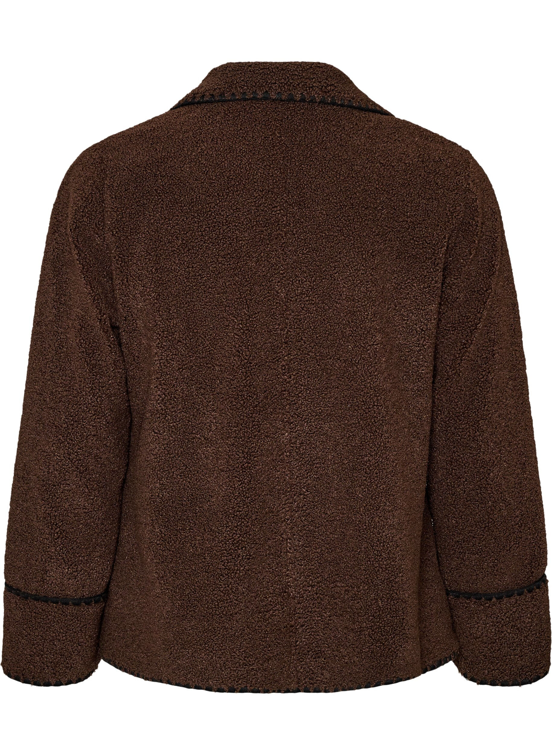 ZizziTeddy jas met contrast details, Bruin, Packshot image number 1
