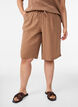 Los katoenen mousseline shorts met een hoge taille, Bruin, Model image number 0