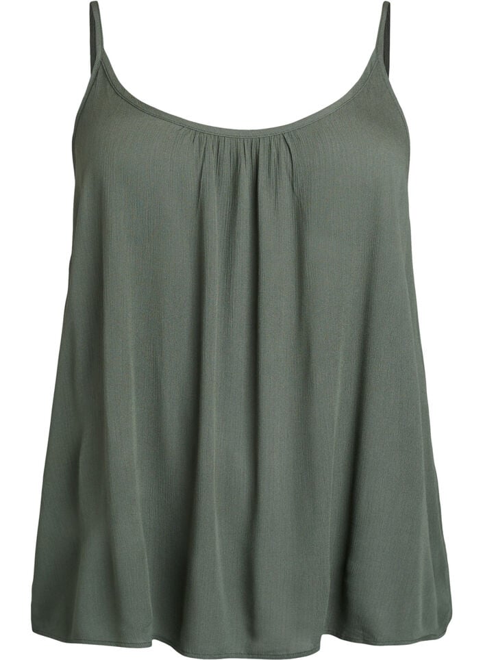 Strap top in viscose, Groen, Packshot image number 0