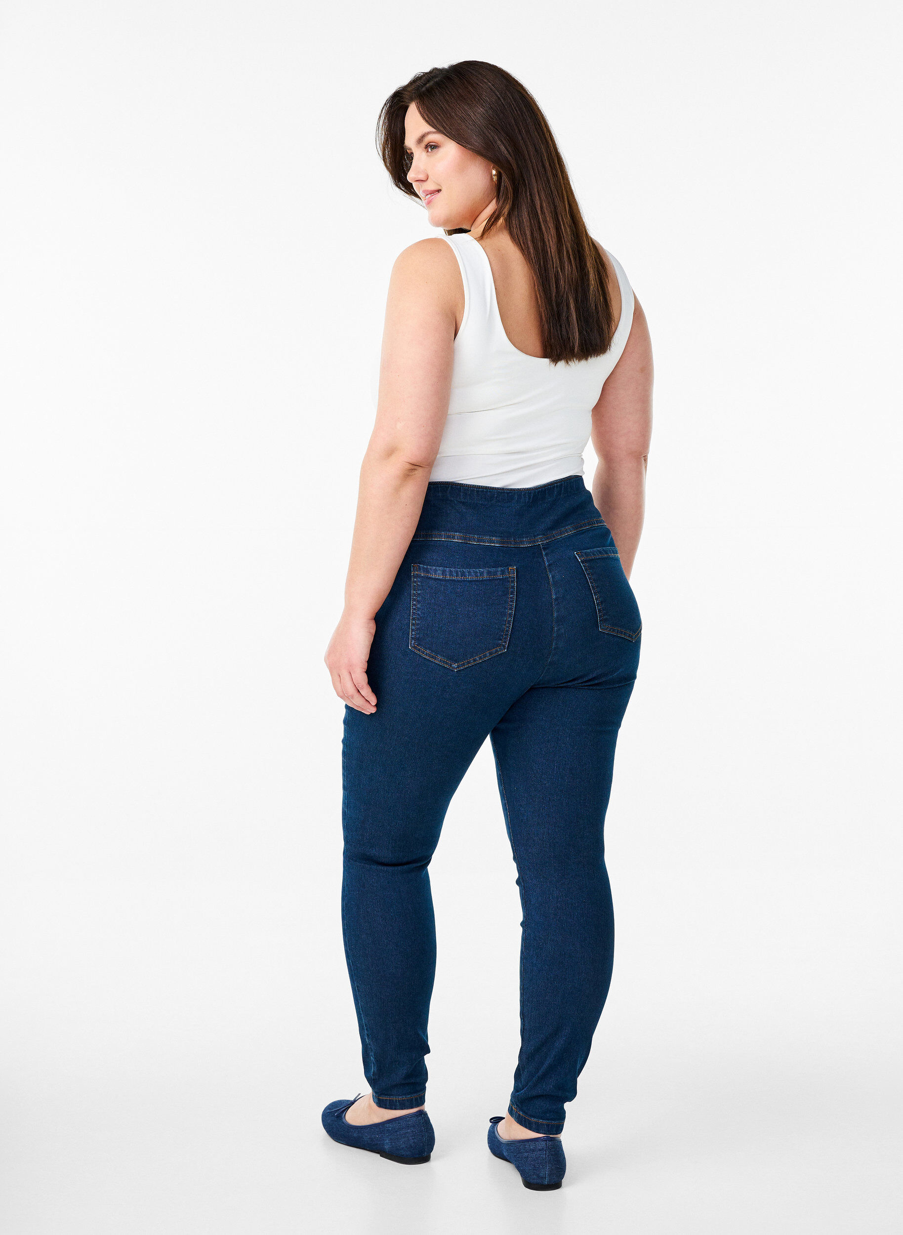 Zizzi Rekbare jeggings met een hoge taille, Blauw, Model image number 1