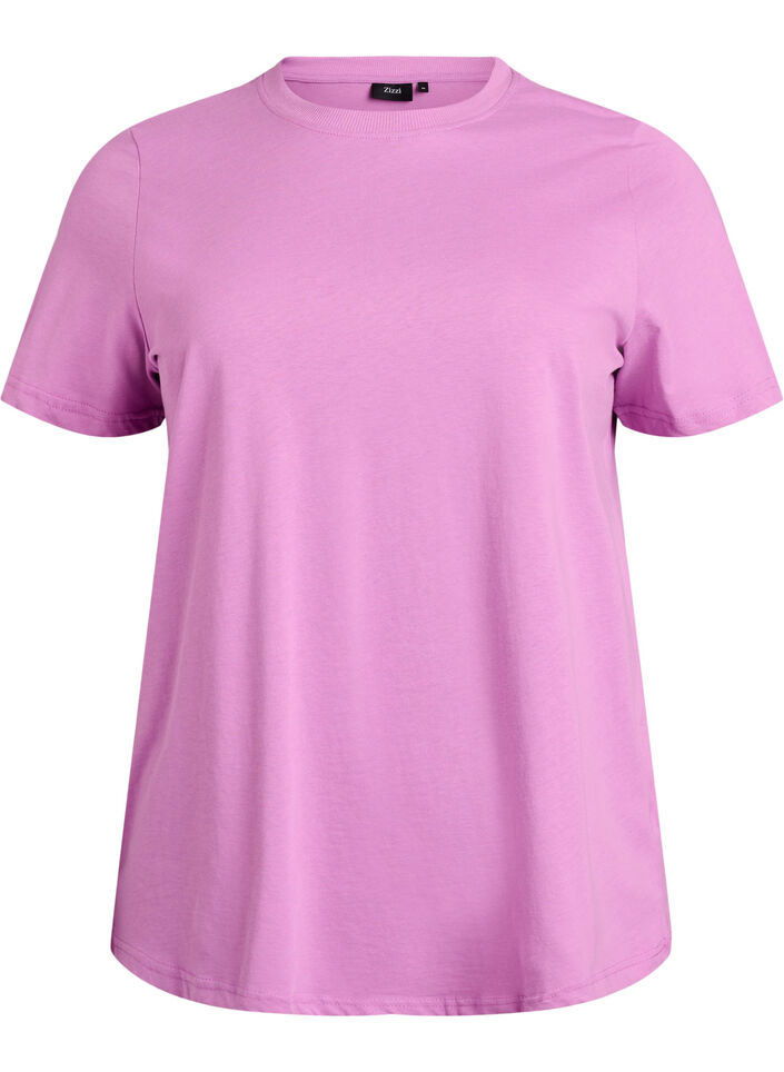 Basic katoenen T-shirt met ronde hals, Paars, Packshot image number 0