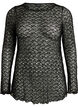 Blouse met lange mouwen van doorschijnend kant, Zwart, Packshot image number 0