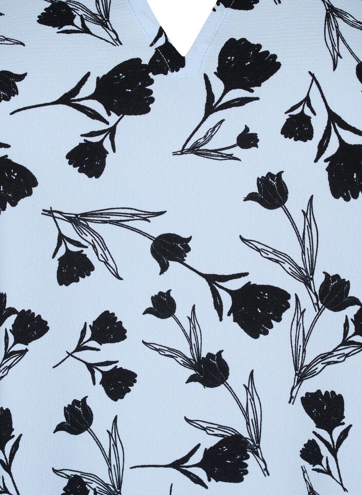  Blouse met V-hals en bloemenprint, Cashmere Blue Flower, Packshot image number 2