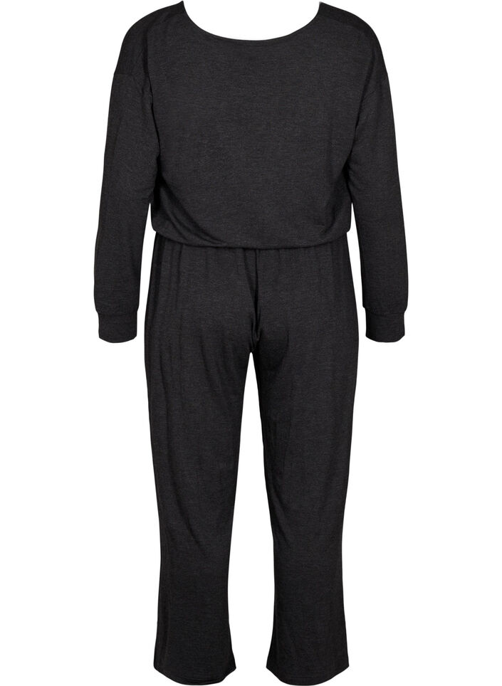 Jumpsuit met overslag en strikjes, Dark Grey Melange, Packshot image number 1
