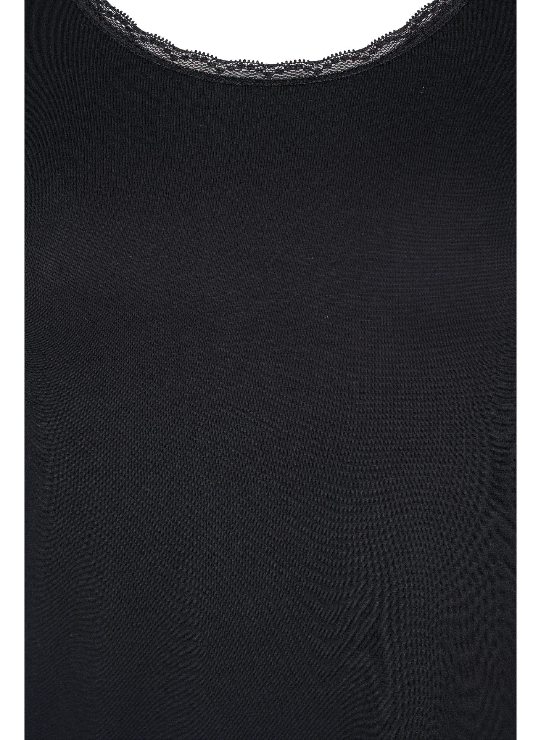 Zizzi Nachthemd met korte mouwen in viscose, Black, Packshot image number 2