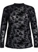 Mesh blouse met bloemenpatroon, Zwart, Packshot image number 0