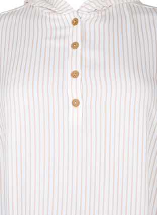 Tuniek van viscose met korte mouwen en capuchon, White Natural Stripe, Packshot image number 2