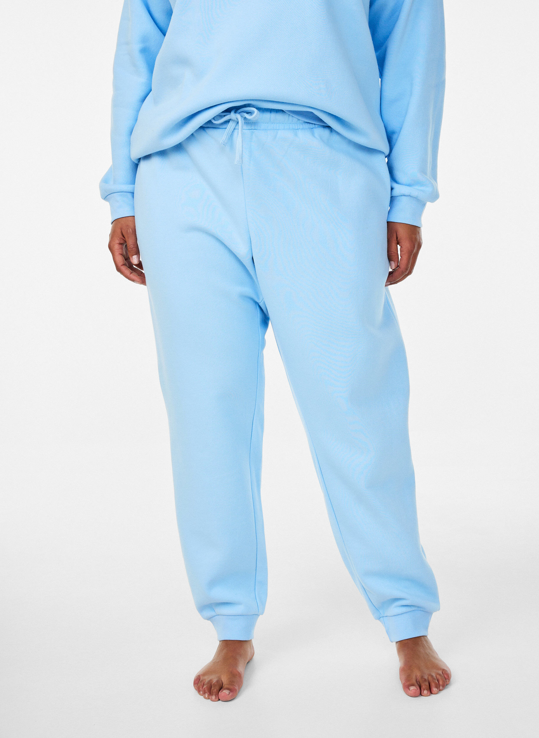 Zizzi Sweatpants met hoge taille, Blauw, Model image number 2