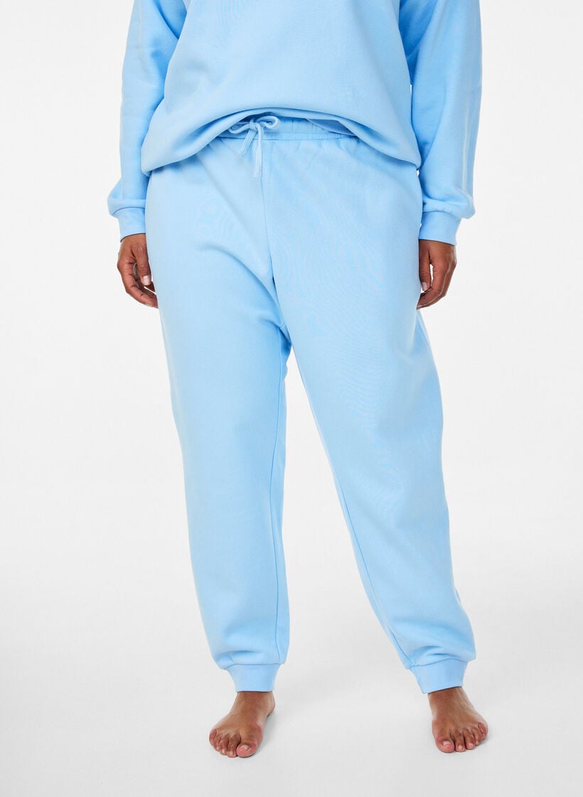 Sweatpants met hoge taille, Blauw, Model image number 2