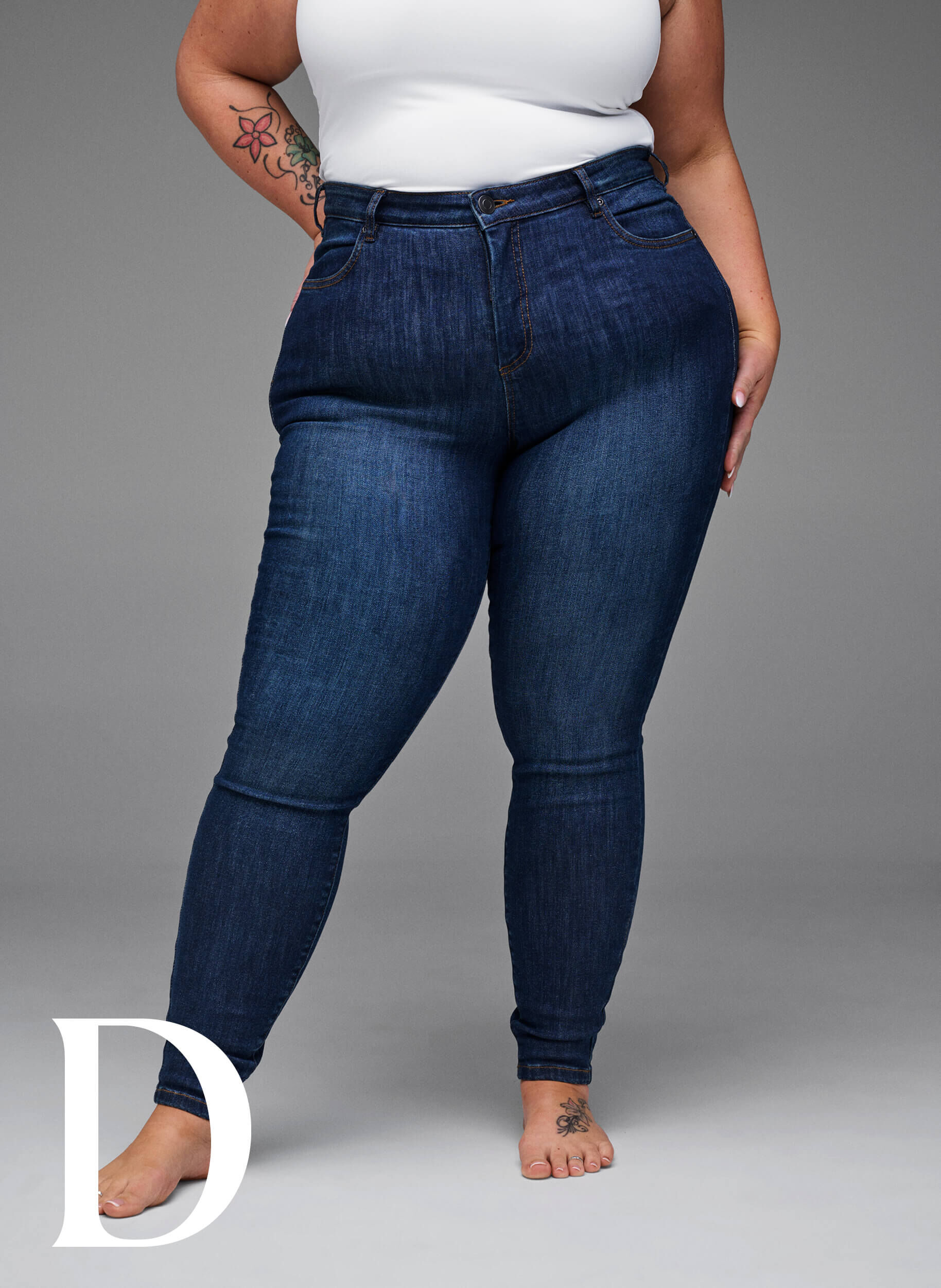 Zizzi Super smalle jeans met hoge taille, Dark Blue, Model image number 8