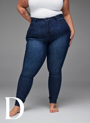 Super smalle jeans met hoge taille, Dark Blue, Model image number 8