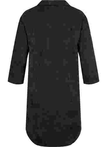 Fluwelen jurk met 3/4 mouwen en knopen, Black, Packshot image number 1