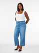 Gecropte Kiana jeans met straight-fit en knoopdetails, Blauw, Model image number 0