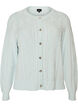 Kabelgebreide cardigan met decoratieve knopen, Blauw, Packshot image number 0
