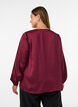Satijnen blouse met kanten applicatie en parels, Rood, Model image number 2