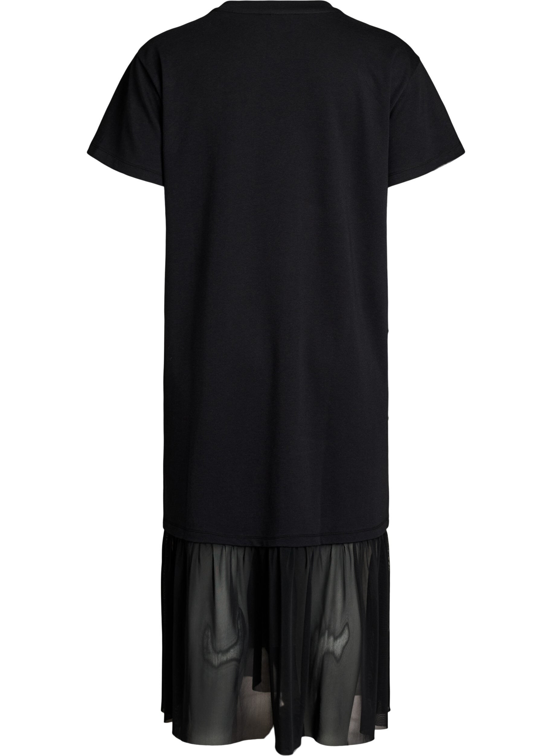 ZizziT-shirt-jurk met een transparante mesh zoom, Zwart, Packshot image number 1