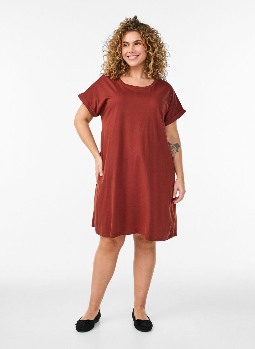 2-pack T-shirtjurk met korte mouwen, Oranje, Model image number 1