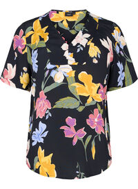 Viscose blouse met korte mouwen en bloemenprint