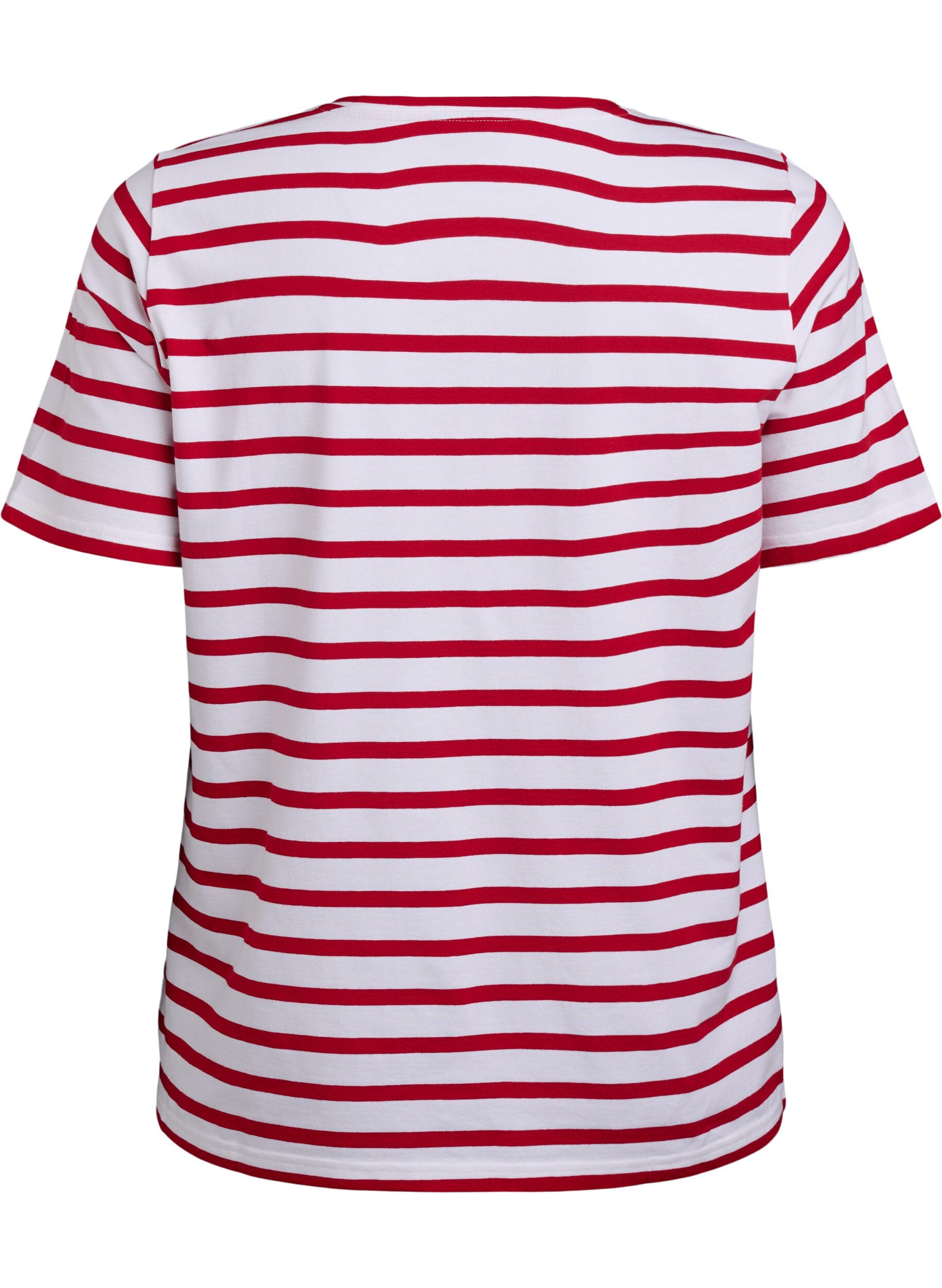 Zizzi Gestreept T-shirt van biologisch katoen, Rood, Packshot image number 1
