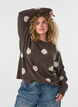 Gebreide blouse met een stippenpatroon, Bruin, Model image number 0
