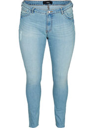 Extra slim fit Sanna jeans met slijtage-look, Light blue denim