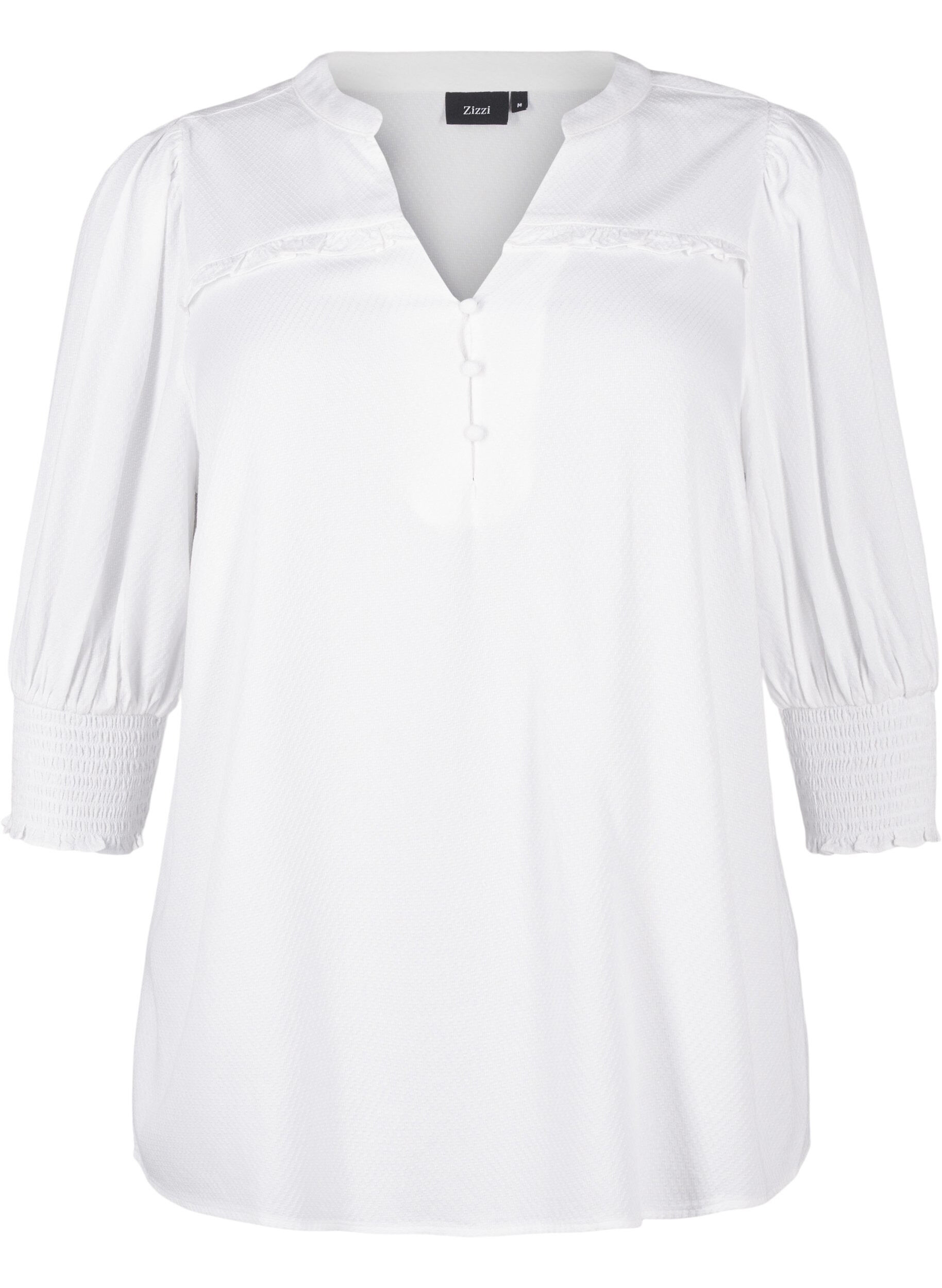 Zizzi Viscose blouse met smok en ruches, Bright White, Packshot image number 0