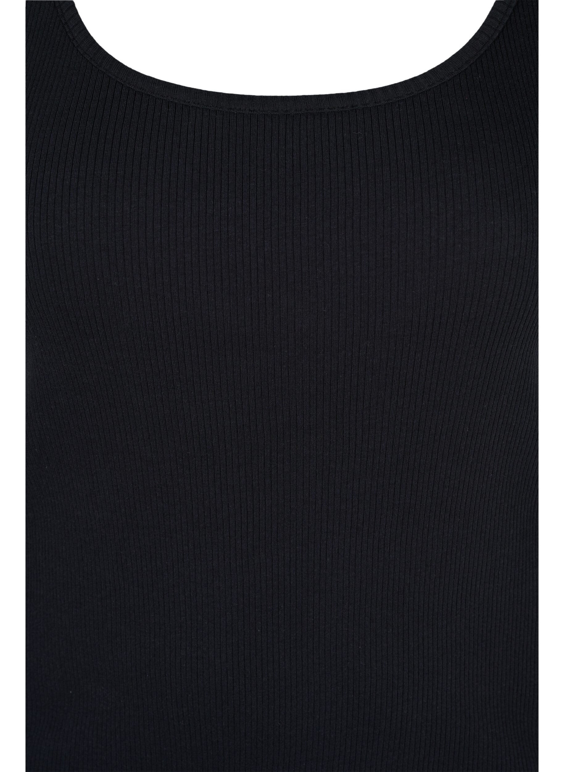 Zizzi 2-pack basic tanktops in rib, Black/Black, Packshot image number 2