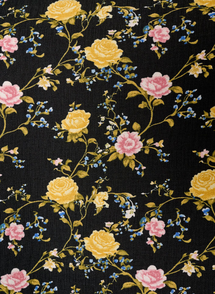 Blouse van viscose met patroon en 3/4-mouwen, Zwart, Packshot image number 2