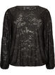 Doorschijnende blouse met bloemenstructuur en lange mouwen, Zwart, Packshot image number 0