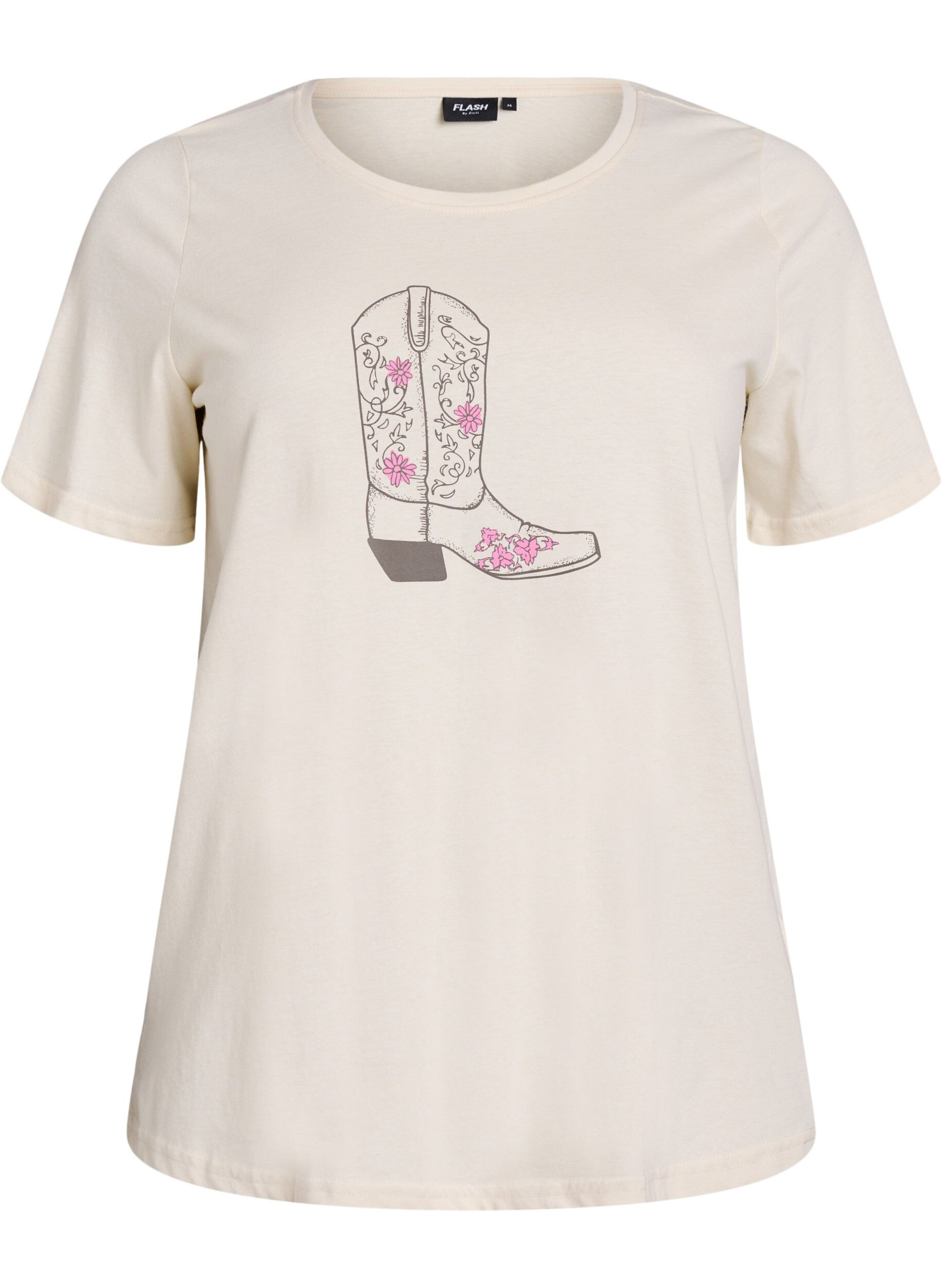 Zizzi T-shirt met print, Vanille, Packshot image number 0