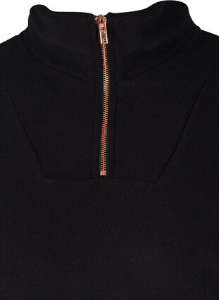 Sweater van fleece met hoge hals en ritssluiting, Black, Packshot image number 2