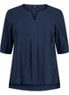 FLASH - Katoenen blouse met halflange mouwen, Navy Blazer, Packshot image number 0