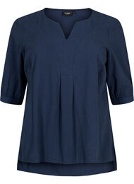 FLASH - Katoenen blouse met halflange mouwen, Navy Blazer