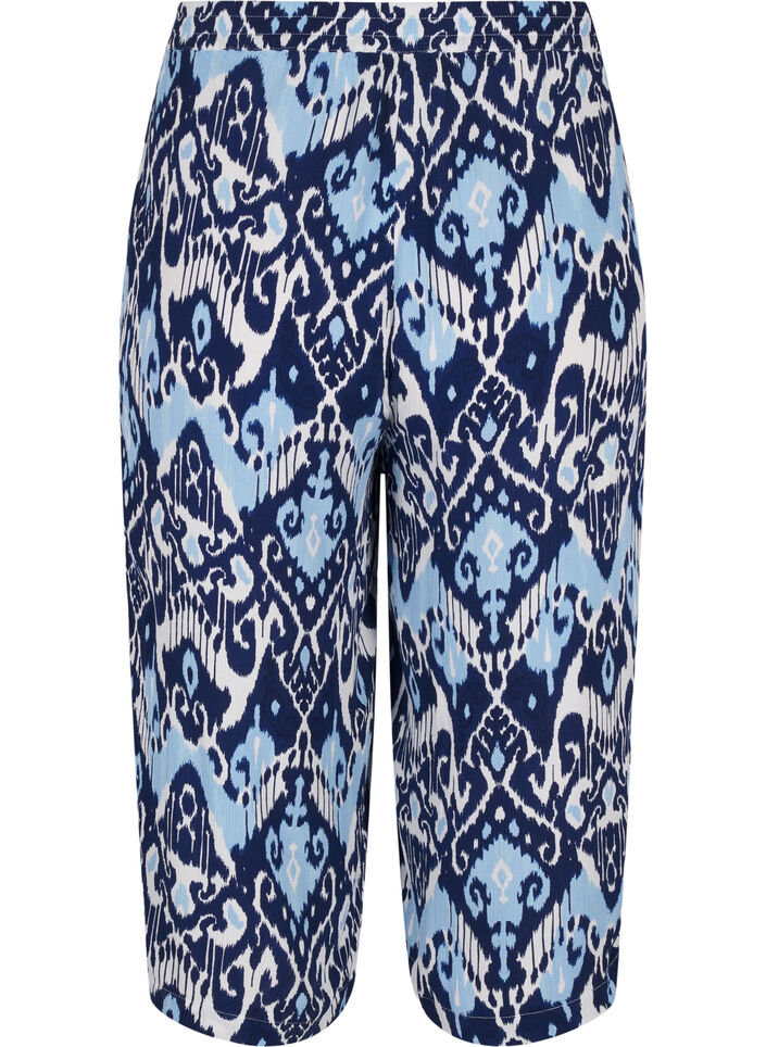 Viscose culotte broek met print, Blue Ethnic AOP, Packshot image number 1