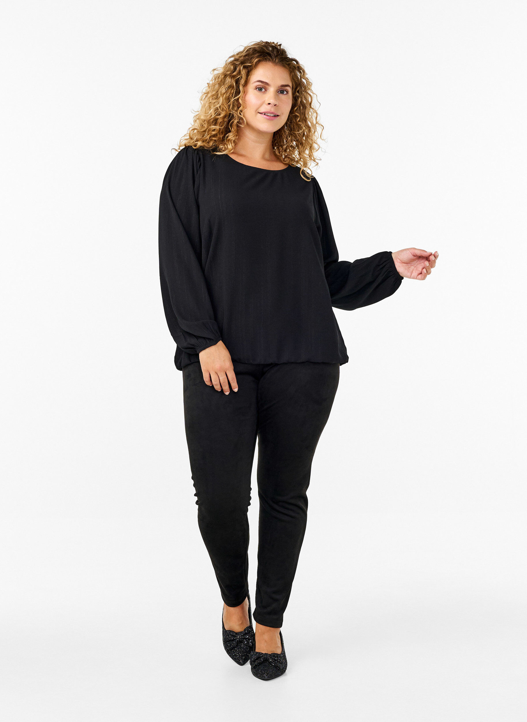 Zizzi Leggings in imitatiesu&egrave;de, Black, Model image number 3