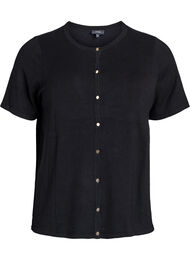 Kort&auml;rmede gebreide vest van viscose, Zwart