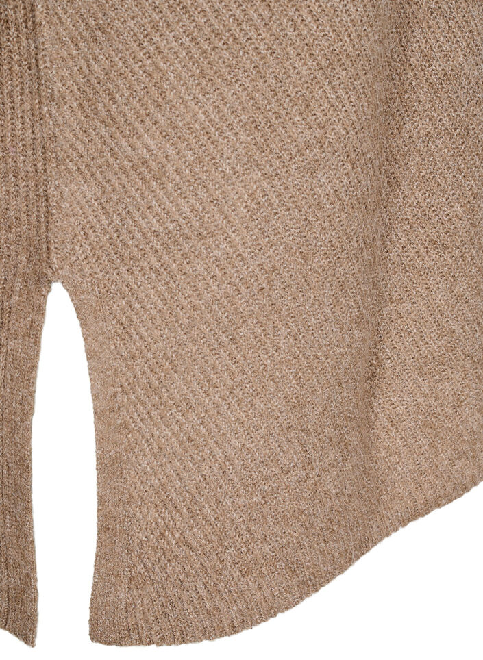 Gebreide blouse met ronde hals, Fossil Mel., Packshot image number 3