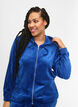 Velours vest met rits en capuchon, Blauw, Model image number 3