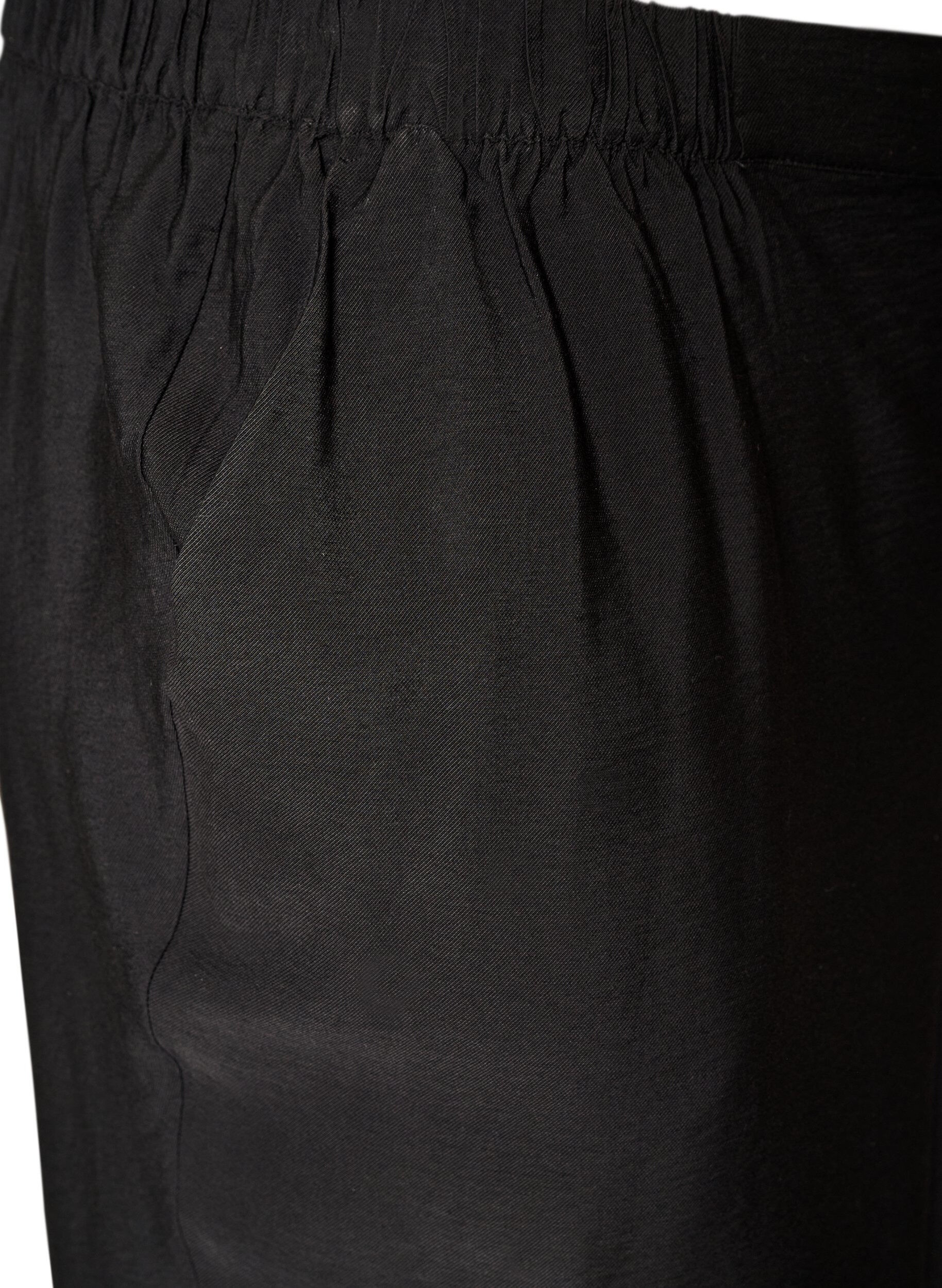 ZizziViscose broek met elastische taille en rechte pijpen, Zwart, Packshot image number 2