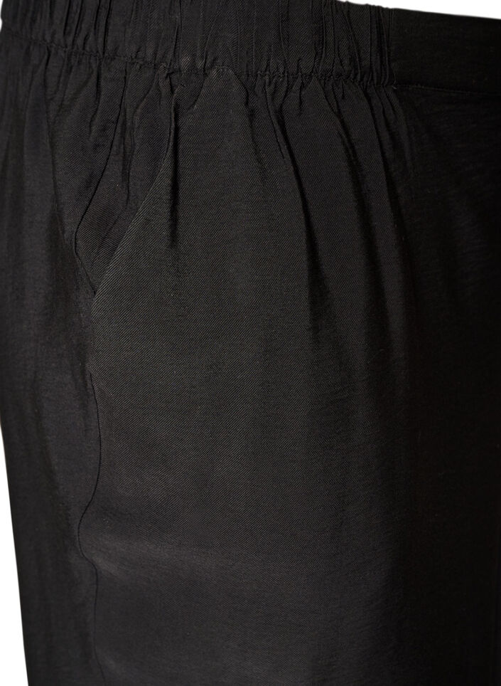Viscose broek met elastische taille en rechte pijpen, Zwart, Packshot image number 2