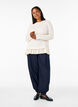 Blouse met structuur en volantzoom, Vanille, Model image number 1