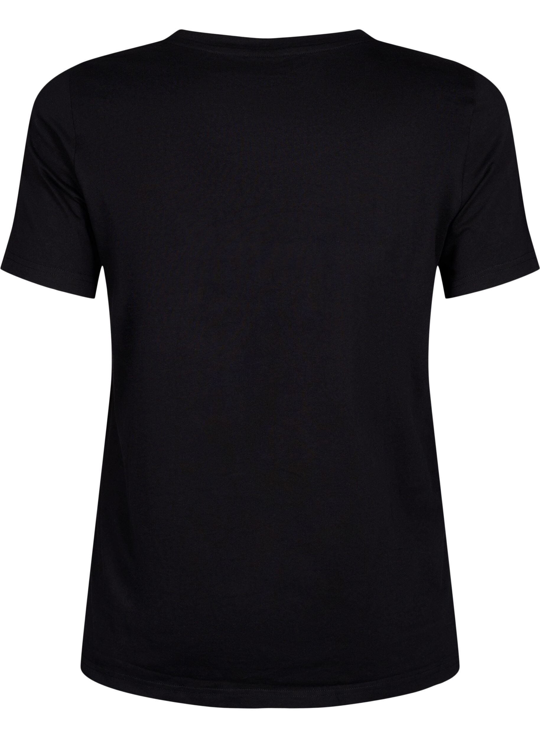 Zizzi T-shirt van biologisch katoen met studs, Black W. TR&Eacute;S, Packshot image number 1