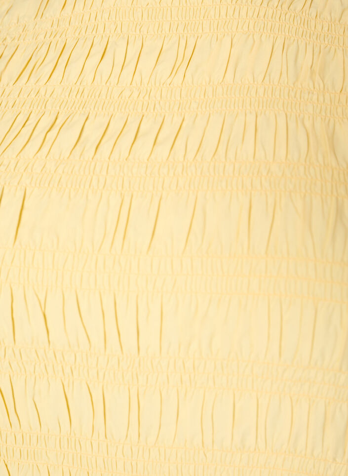 Smocktop met boothals en peplumzoom, Geel, Packshot image number 2