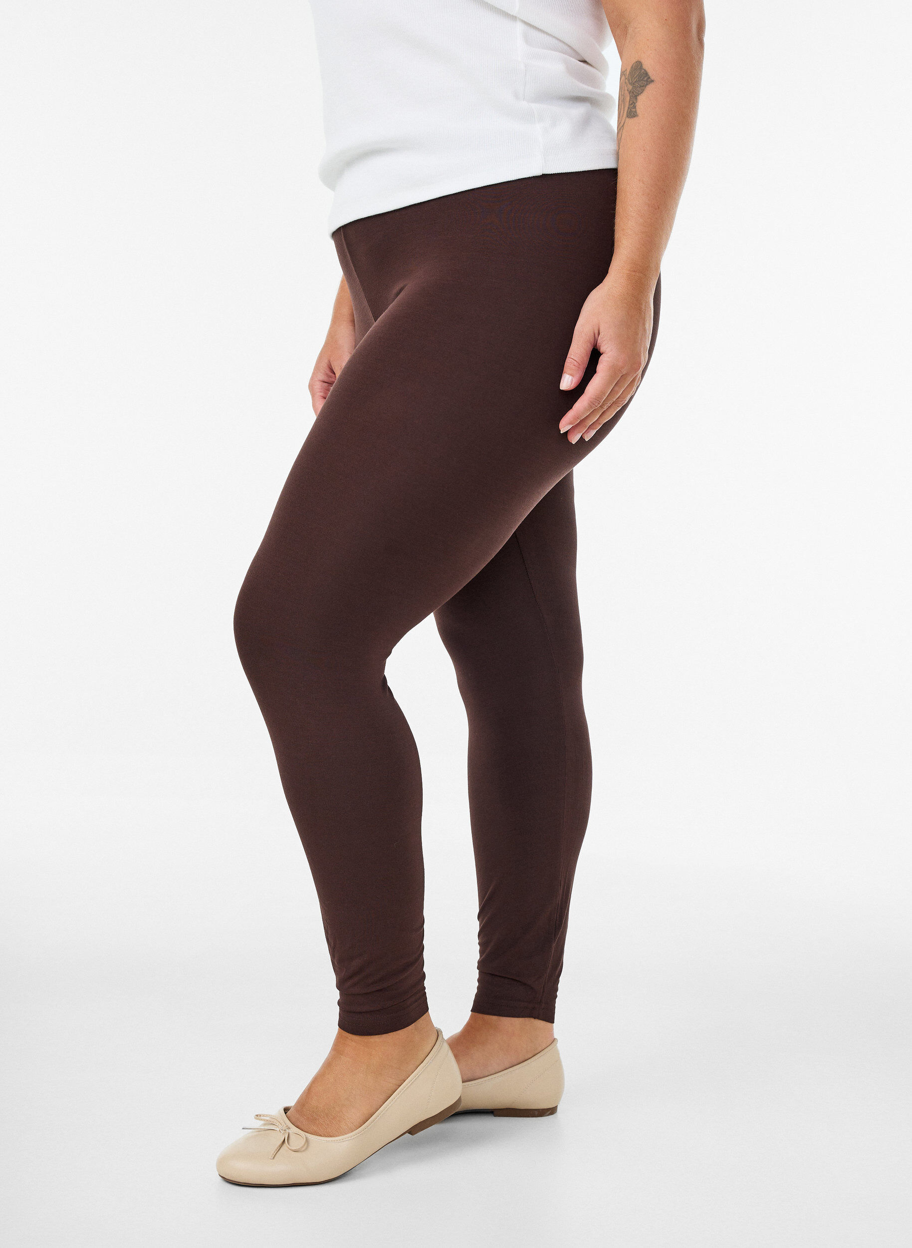 ZizziBasic legging in viscose, Bruin, Model image number 0