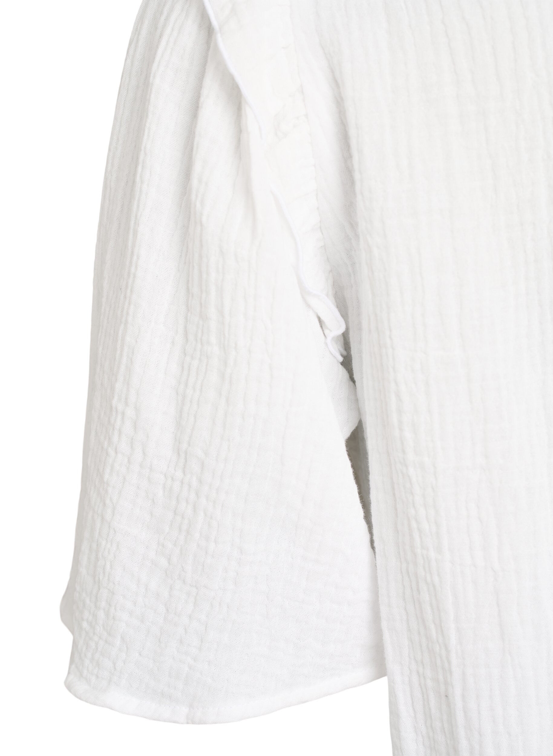 ZizziBlouse in katoen mousseline met broderie anglaise en 1/2 mouwen, Wit, Packshot image number 3