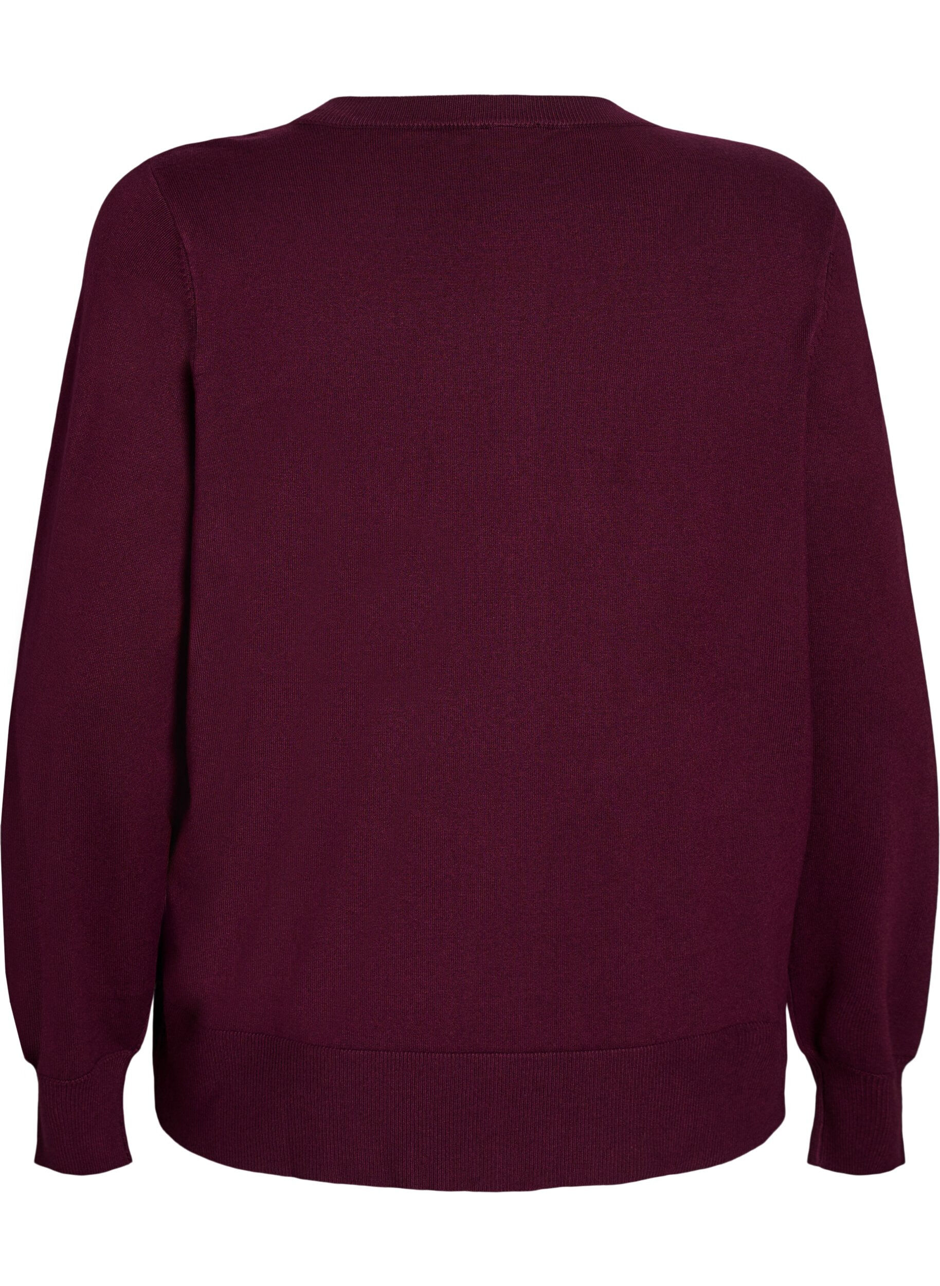 Zizzi Gebreid vest met ronde hals en knopen, Rood, Packshot image number 1