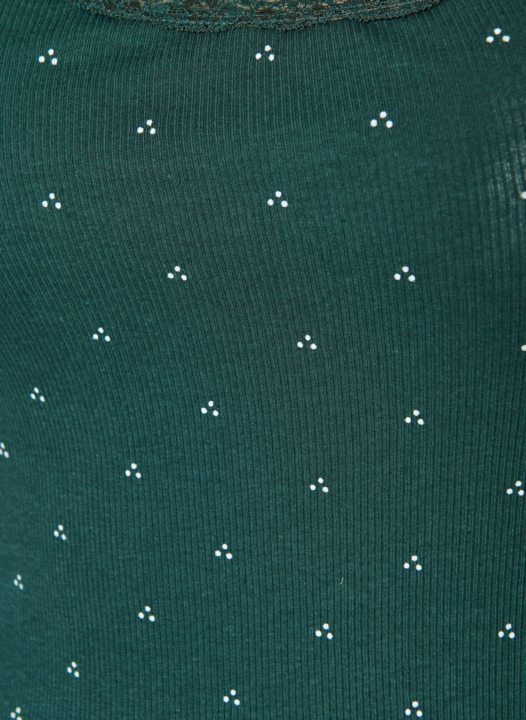ZizziTop met print en kanten rand, Groen, Packshot image number 2
