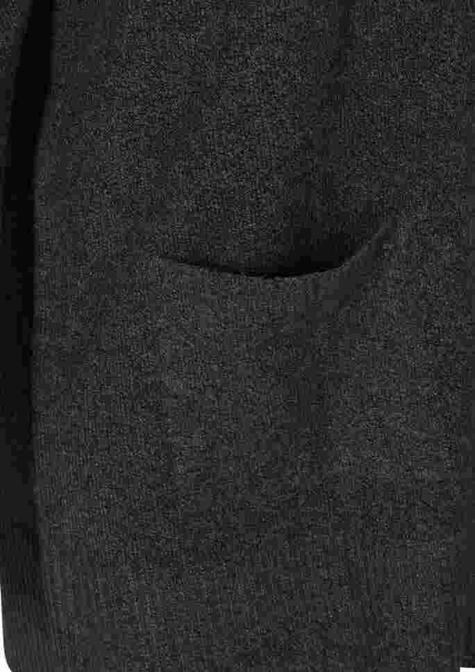 Gemēleerd gebreid vest met zakken, Dark Grey Melange, Packshot image number 3