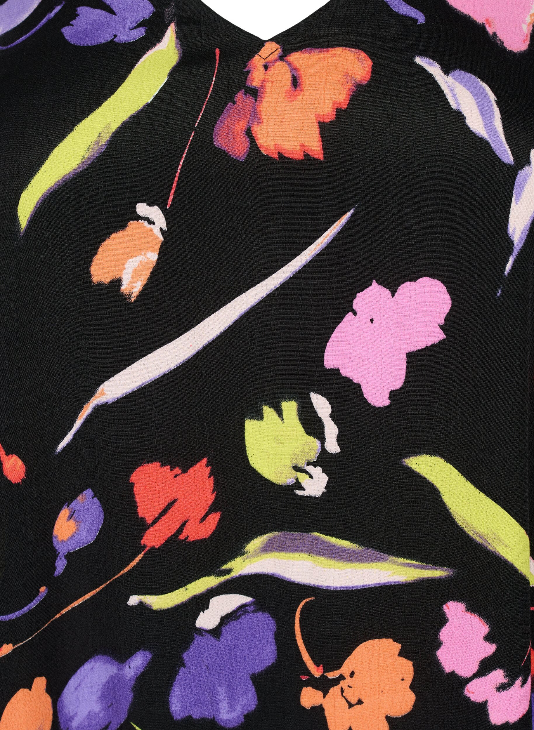 Zizzi Viscose jurk met print en 3/4 mouwen, Faded Tulip AOP, Packshot image number 2