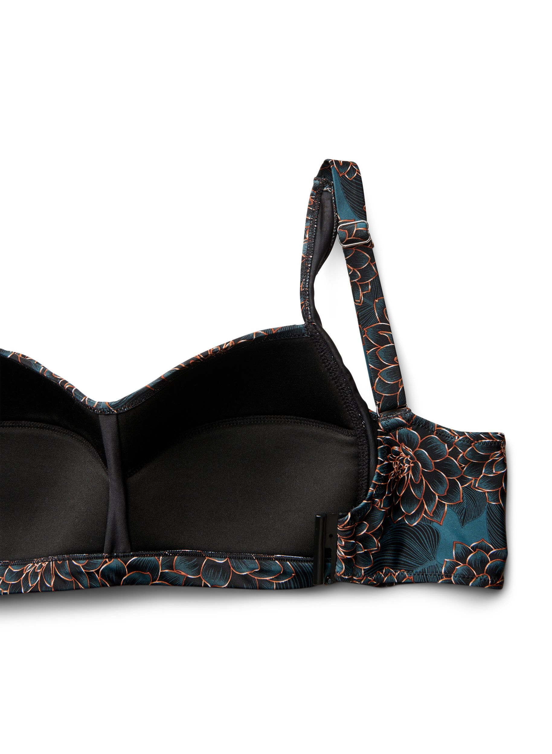 Zizzi Gewatteerde bikinitop met print, Blauw, Packshot image number 3